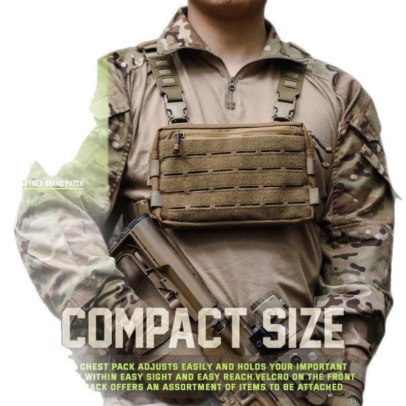 Outdoor Hunting Vest - กระเป๋าคาดอกยุทธวิธีแบบ unisex สำหรับล่าสัตว์ กีฬากลางแจ้ง อุปกรณ์เสริมติดแถบเวลโคร ขยายได้
