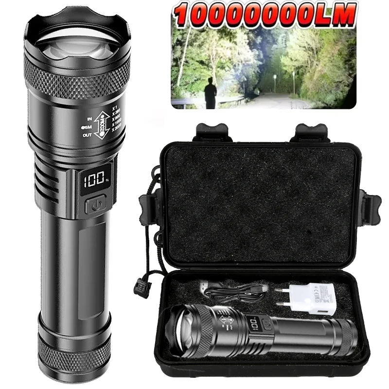 Tactical Flashlight Rechargeable - TY-908M ไฟฉาย LED 2000LM Type-C ชาร์จไฟฉายยุทธวิธีพร้อมจอแสดงผลกันน้ําสําหรับตกปลาตกปลาฉุกเฉิน