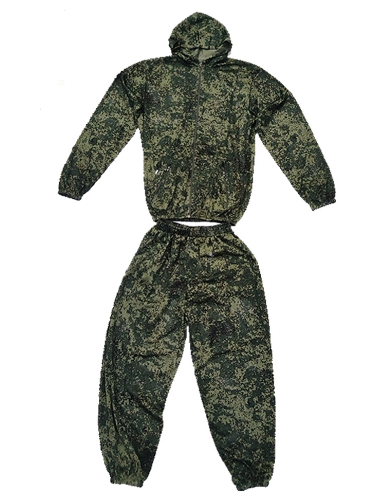 Hunting Outdoor Apparel - ชุดลายพรางตาข่ายระบายอากาศสำหรับฤดูร้อน มีฮู้ด ซิปด้านหน้า เหมาะสำหรับการฝึกซ้อมกลางแจ้ง การล่าสัตว์ น้ำหนักเบา