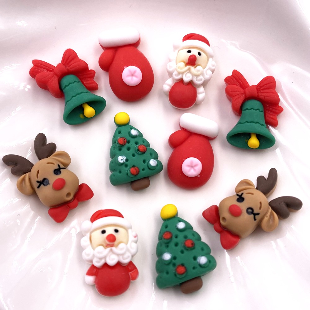 Elk Bugle Call - 20PCS ที่มีสีสันน่ารักเรซิ่น Elk Santa ถุงมือกระดิ่ง Flatback