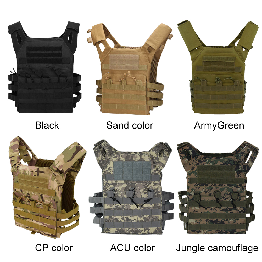Outdoor Hunting Vest - เสื้อกั๊กนักล่าเชิงยุทธวิธีเคสป้องกันเสื้อเกราะยุทธวิธีกลางแจ้งกันน้ำน้ำหนักเบา JPC MOLLE PLATE น้ำหนักเบาสำหรับเครื่องเล่นเกม CS