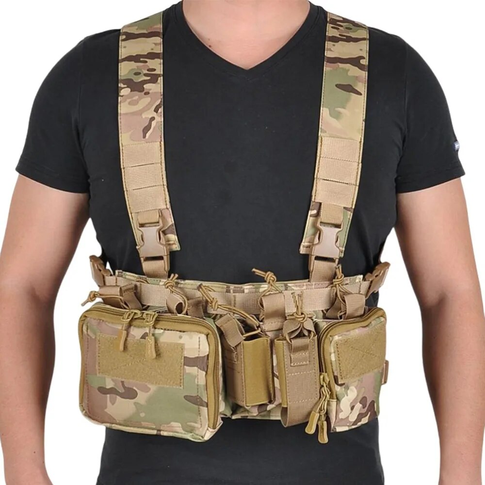 Hunting Outdoor Apparel - เสื้อเกราะยุทธวิธี CS Match Wargame แพ็คอุปกรณ์ทางทหารเสื้อกั๊กไนลอนรัดอกสำหรับตั้งแคมป์กลางแจ้งอุปกรณ์เสริมเครื่องแต่งกายล่าสัตว์แบบอัดลม