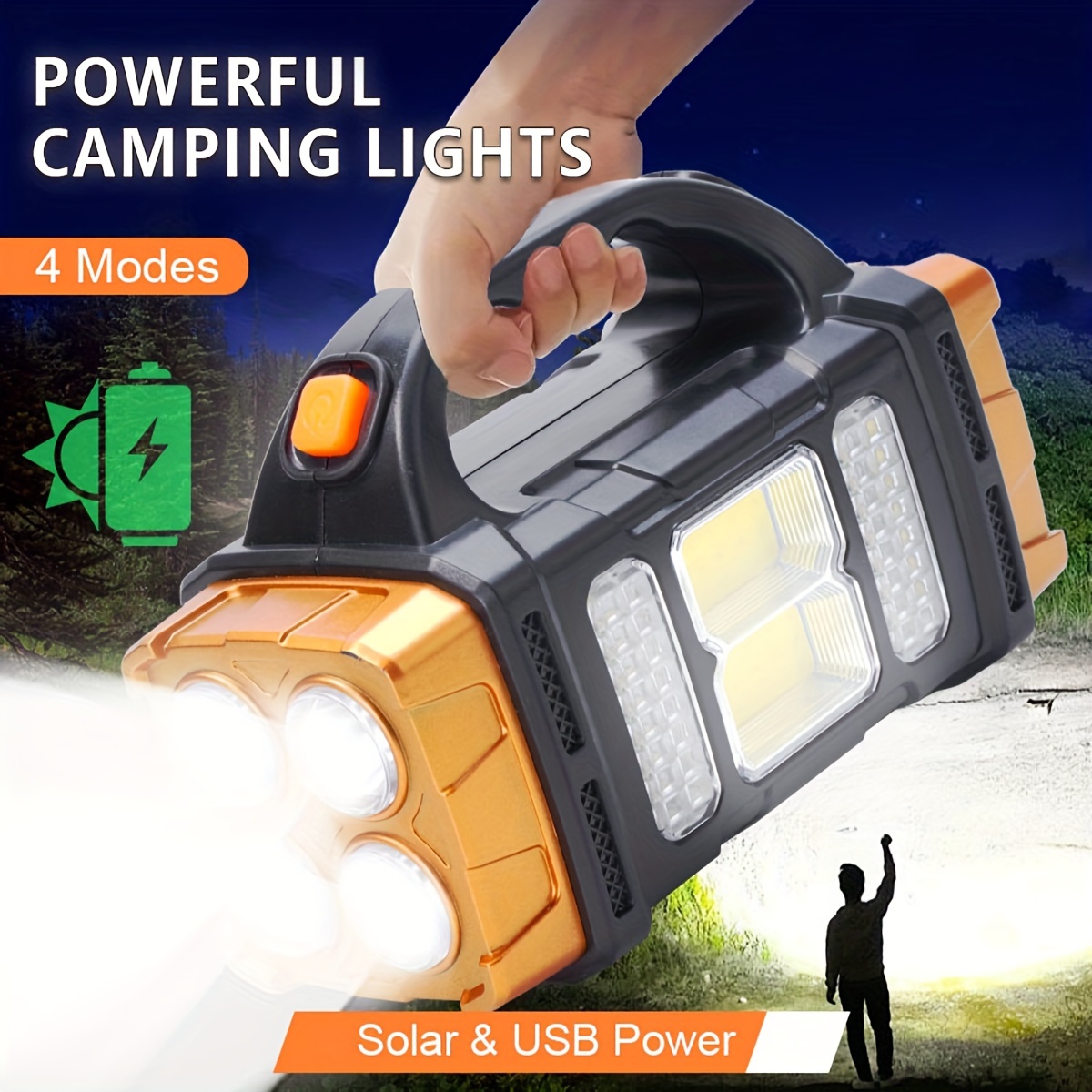 Tactical Flashlight Rechargeable - อัพเกรดใหม่ ไฟฉาย LED พลังงานแสงอาทิตย์แบบชาร์จไฟได้ กำลังสูง พร้อมพาวเวอร์แบงค์