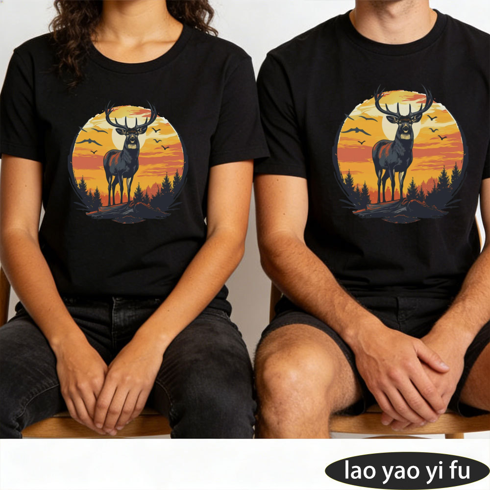 เสื้อยืดผ้าฝ้ายลายกวางวินเทจยา - Hunting Outdoor Apparel บทวิจารณ์และราคา