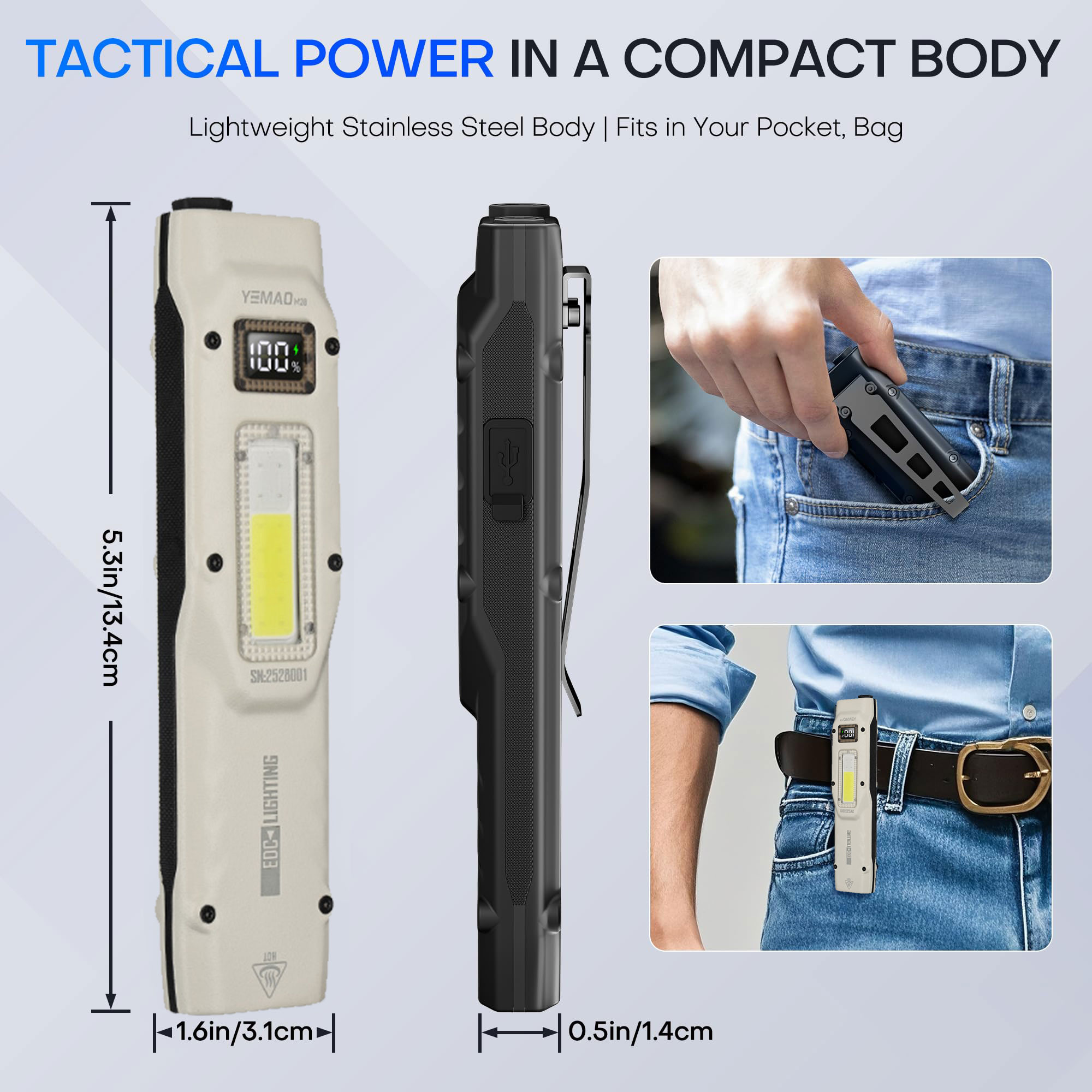 แบบพกพา 880LM YEMAO M28 Ultra- - Tactical Flashlight Rechargeable บทวิจารณ์และราคา
