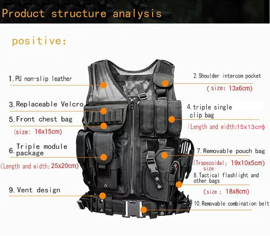 ปรับ MOLLE เสื้อกั๊กยุทธวิธี C - Outdoor Hunting Vest บทวิจารณ์และราคา