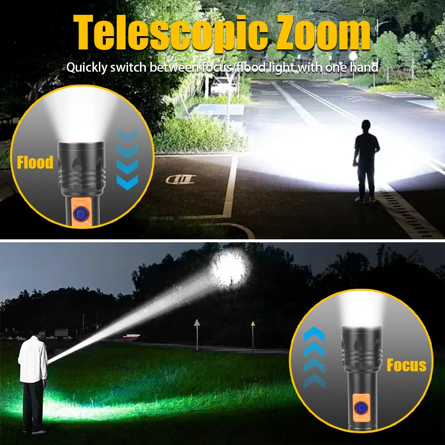 ไฟฉาย LED พลังงานสูงไฟฉายแบบชา - Tactical Flashlight Rechargeable บทวิจารณ์และราคา