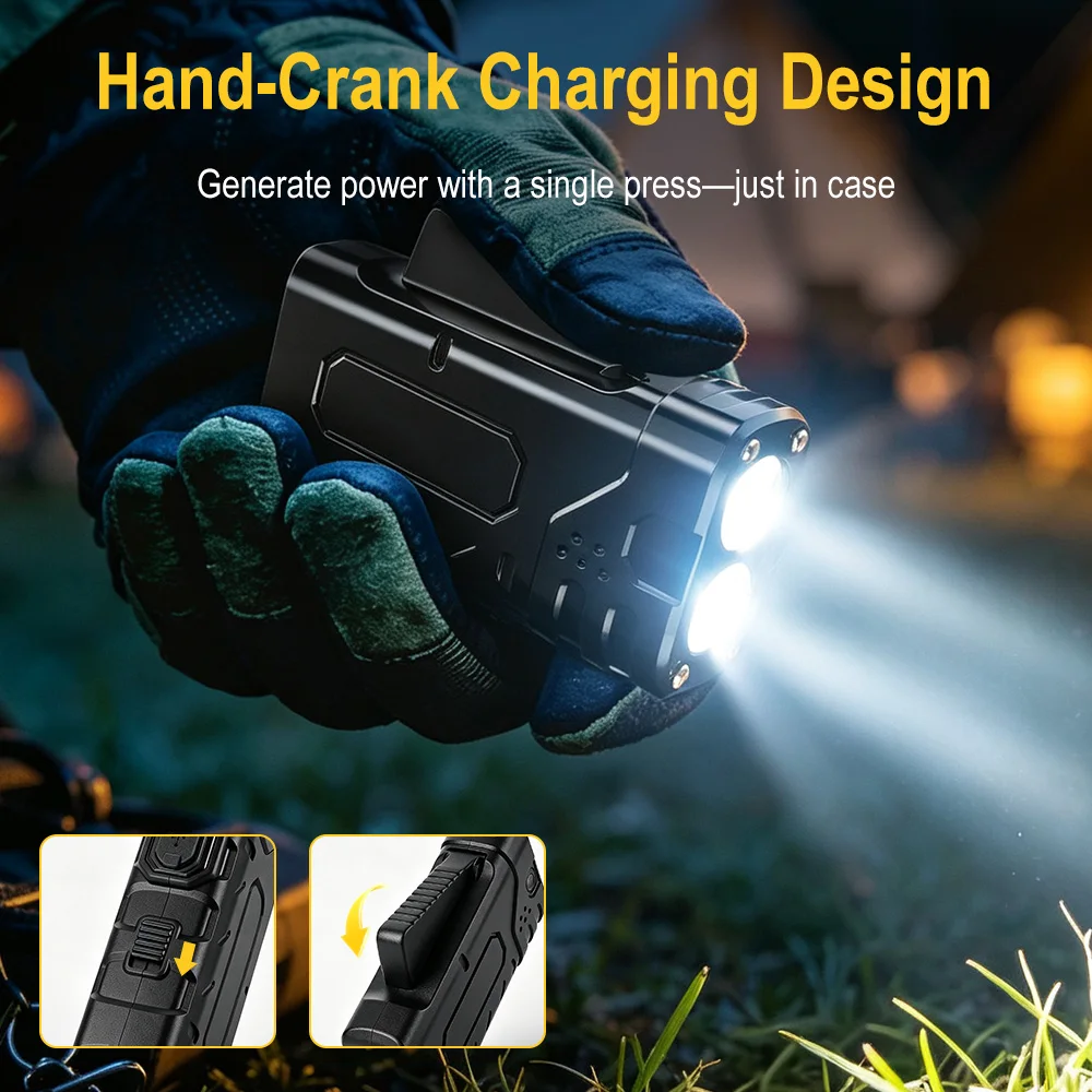 BORUIiT ไฟฉาย LED แบบหมุนมือ E - Tactical Flashlight Rechargeable บทวิจารณ์และราคา