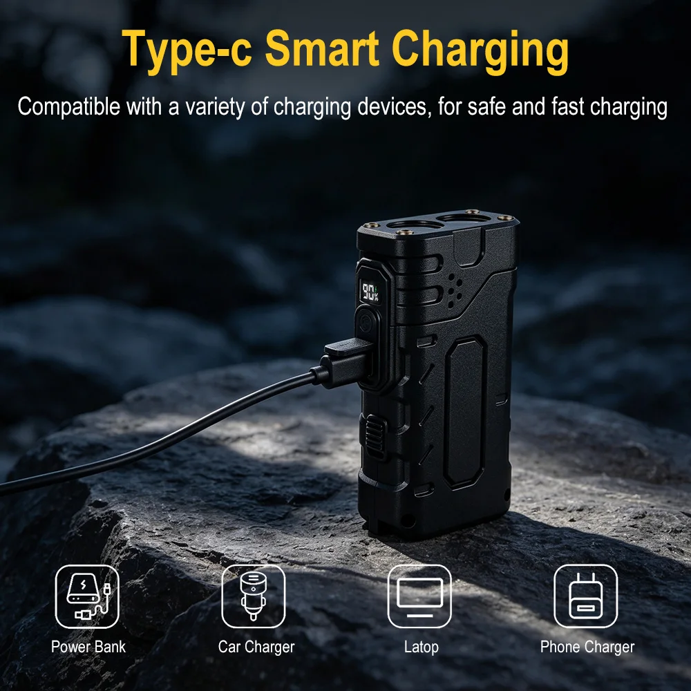 BORUIiT ไฟฉาย LED แบบหมุนมือ E - Tactical Flashlight Rechargeable บทวิจารณ์และราคา